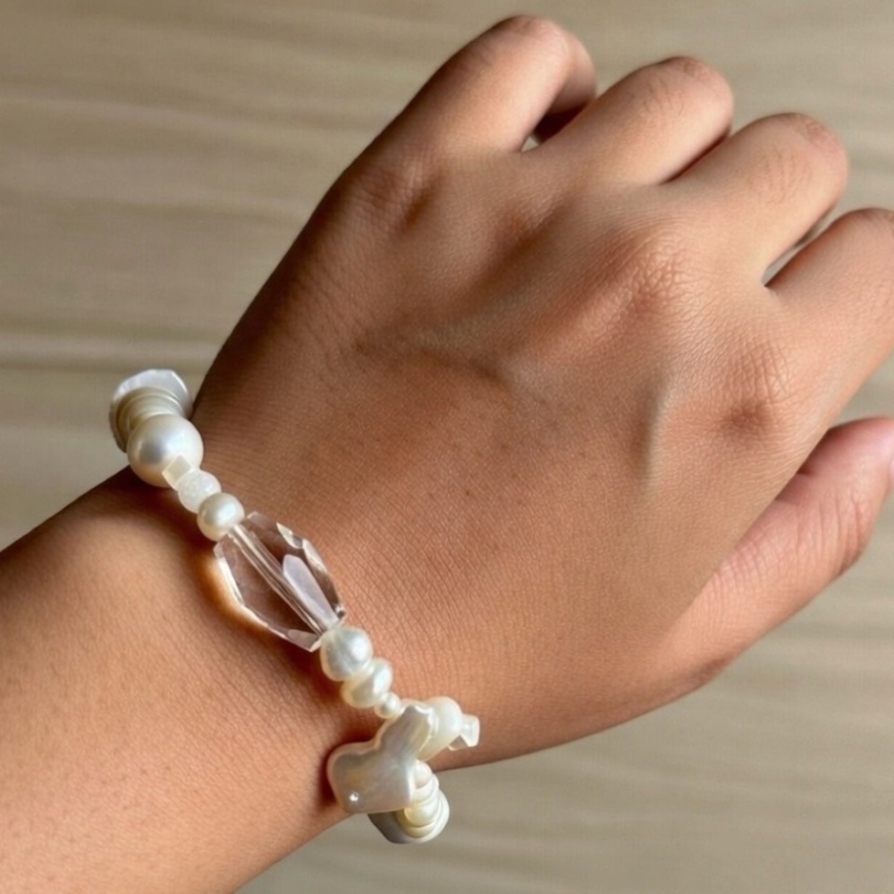 Clear Quartz and Pearl, and another of Pearl Bracelet